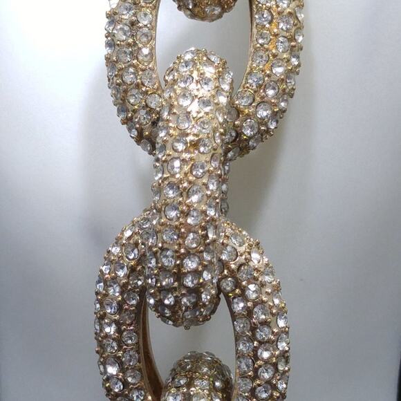 J.Crew Pave Rhinestone Gold Tone Chain Link Bracelet Statement Jewelry - Picture 2 of 6